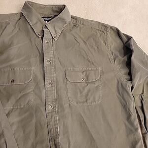 Roundtree and Yorke Grey Mini Corduroy Button Down Outdoor Mens XL Camp Work